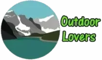 Outdoor Lovers logo. Stylized mountains, trees, & river at the head of Alberni Inlet, symbolizing our passion for nature & adventure.